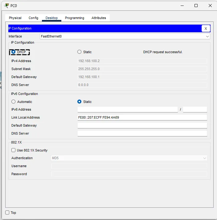 Step3-PC0-Subnet-192.168.100.0